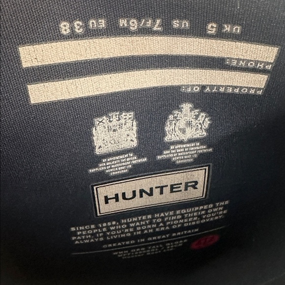 Hunter Gray Gloss Tall Rain Boots Size 7 - Picture 5 of 8